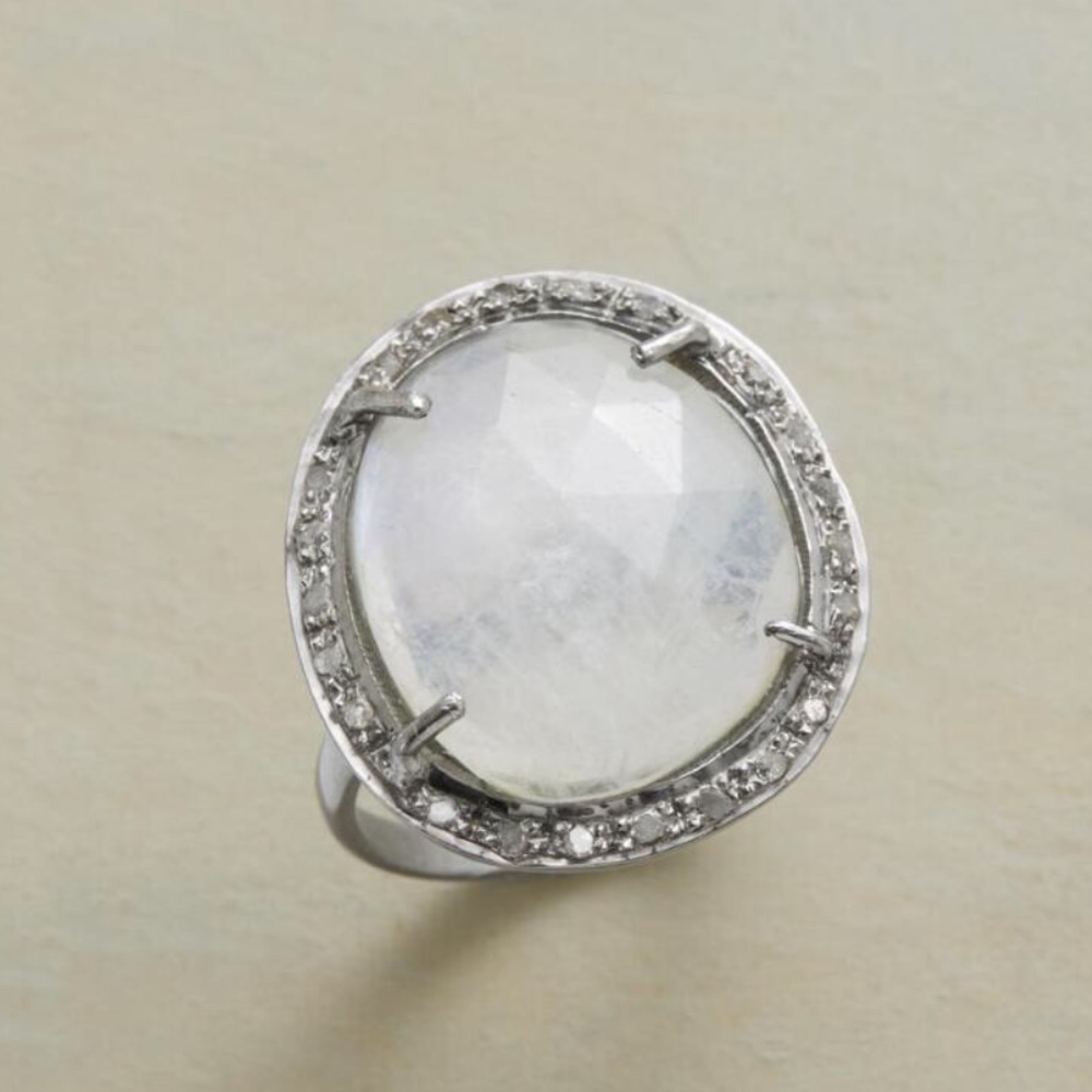 Sundance Pavé Diamonds & Moonstone Set In Sterling - Picture 2 of 3